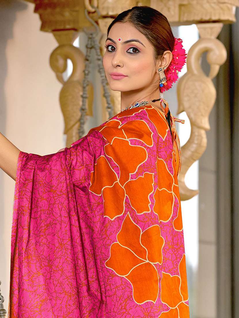 women printed casual wear saree with blouse - 21970967 -  Standard Image - 3