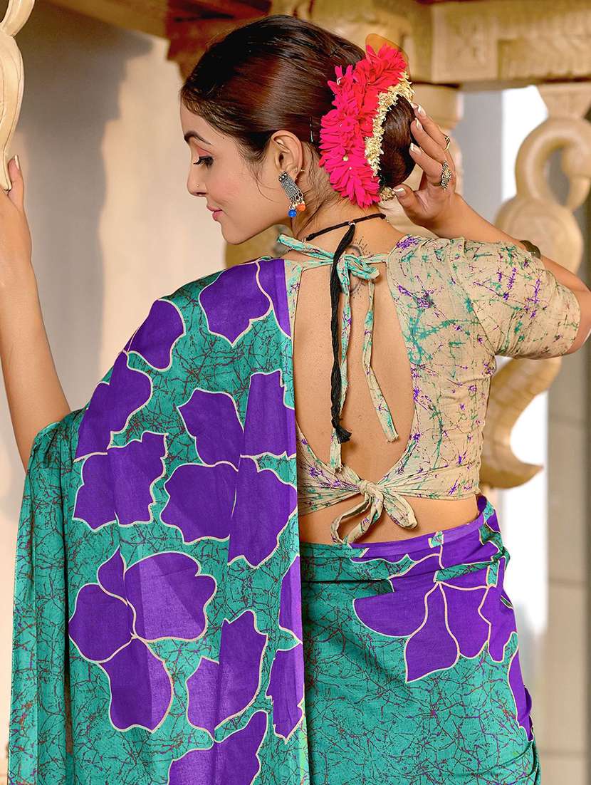 women printed casual wear saree with blouse - 21970968 -  Standard Image - 3