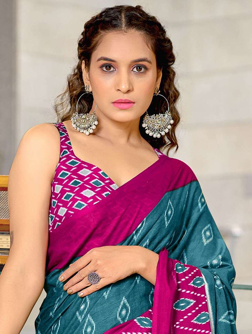 women printed casual wear saree with blouse - 21970971 -  Standard Image - 3
