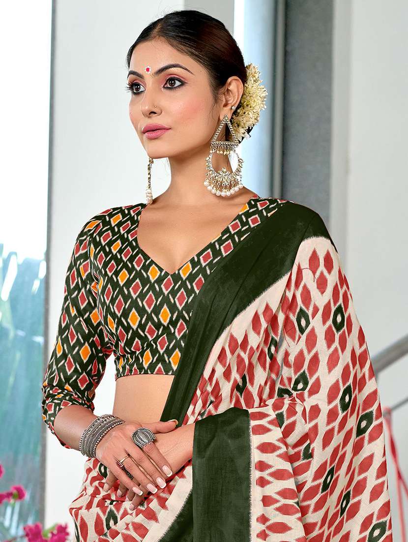 women printed casual wear saree with blouse - 21970975 -  Standard Image - 3