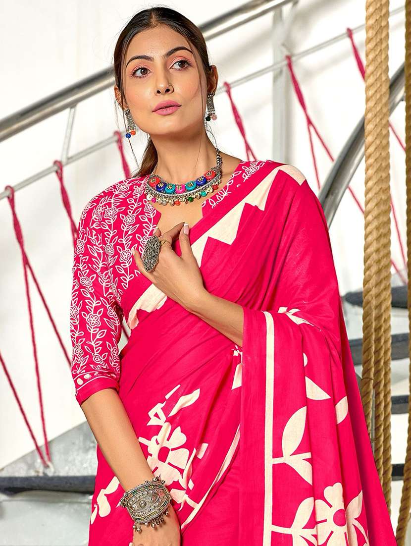 women printed casual wear saree with blouse - 21971032 -  Standard Image - 3