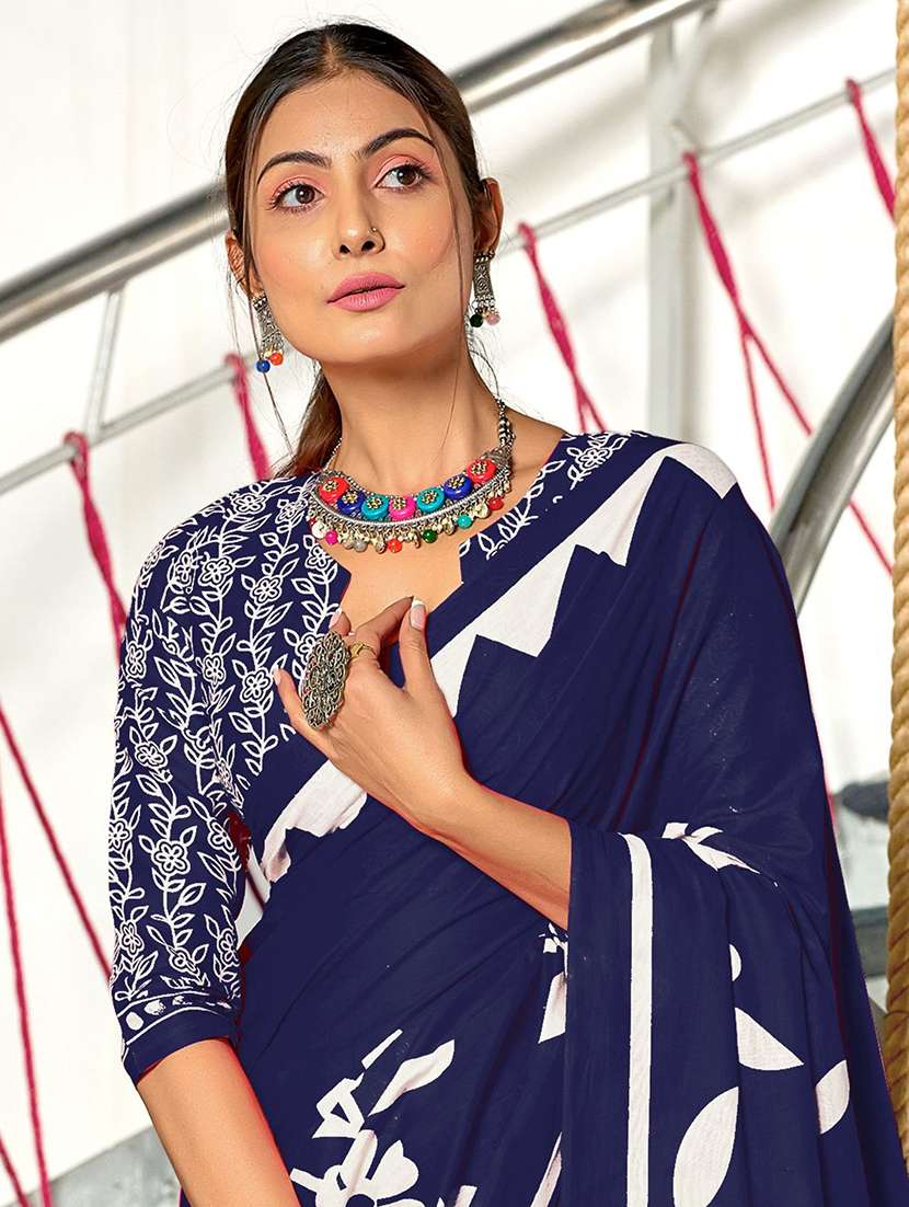 women printed casual wear saree with blouse - 21971034 - Standard Image - 3
