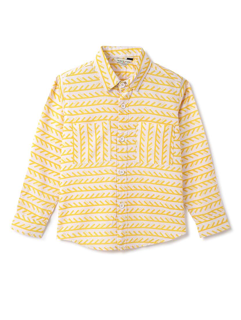boys printed collared long sleeve shirt