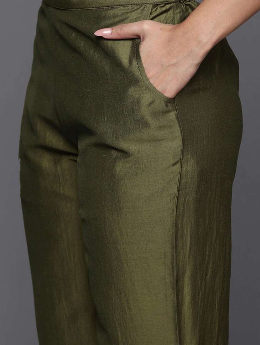 women solid with work long sleeve kurta pant with dupatta set - 21971073 -  Standard Image - 5