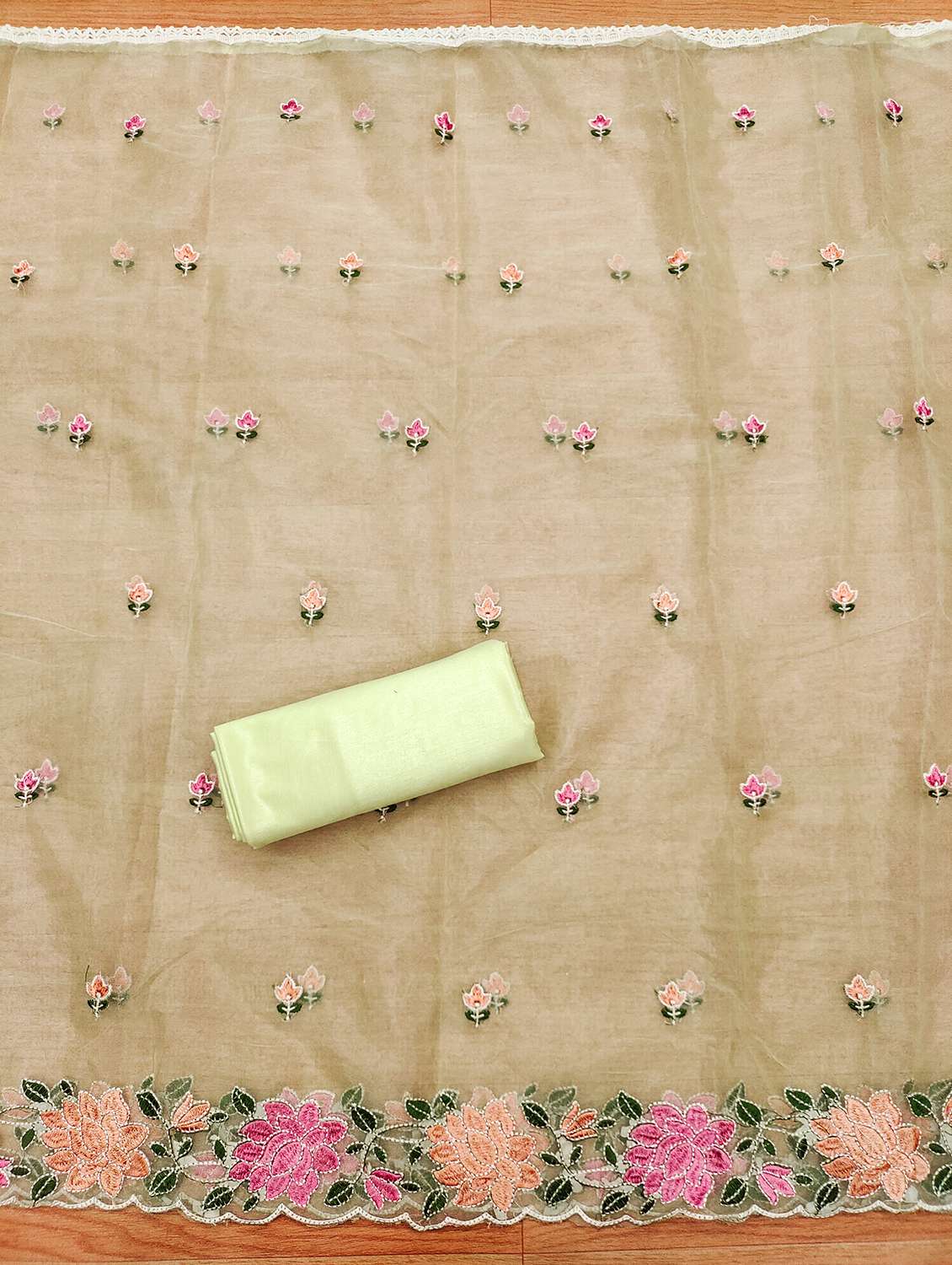 women embroidered unstitched suit set - 21971094 -  Standard Image - 3