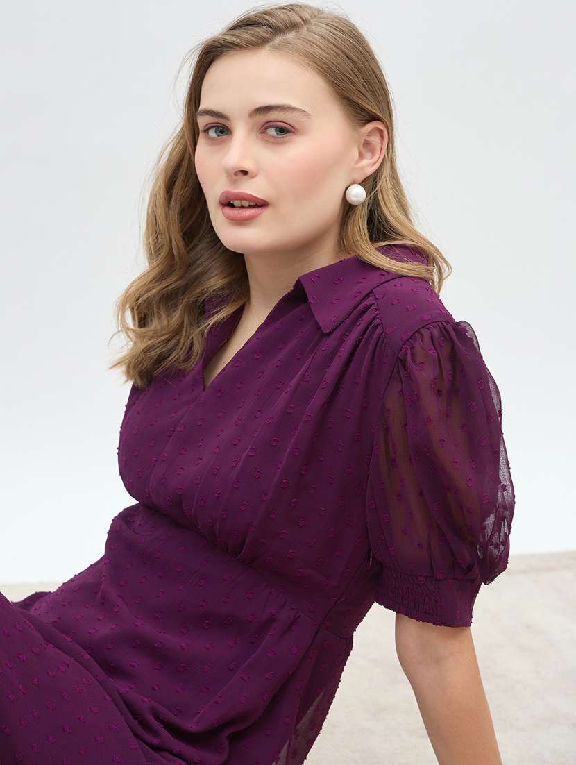 women solid fkared sleeve a-line dress - 21971117 -  Standard Image - 5