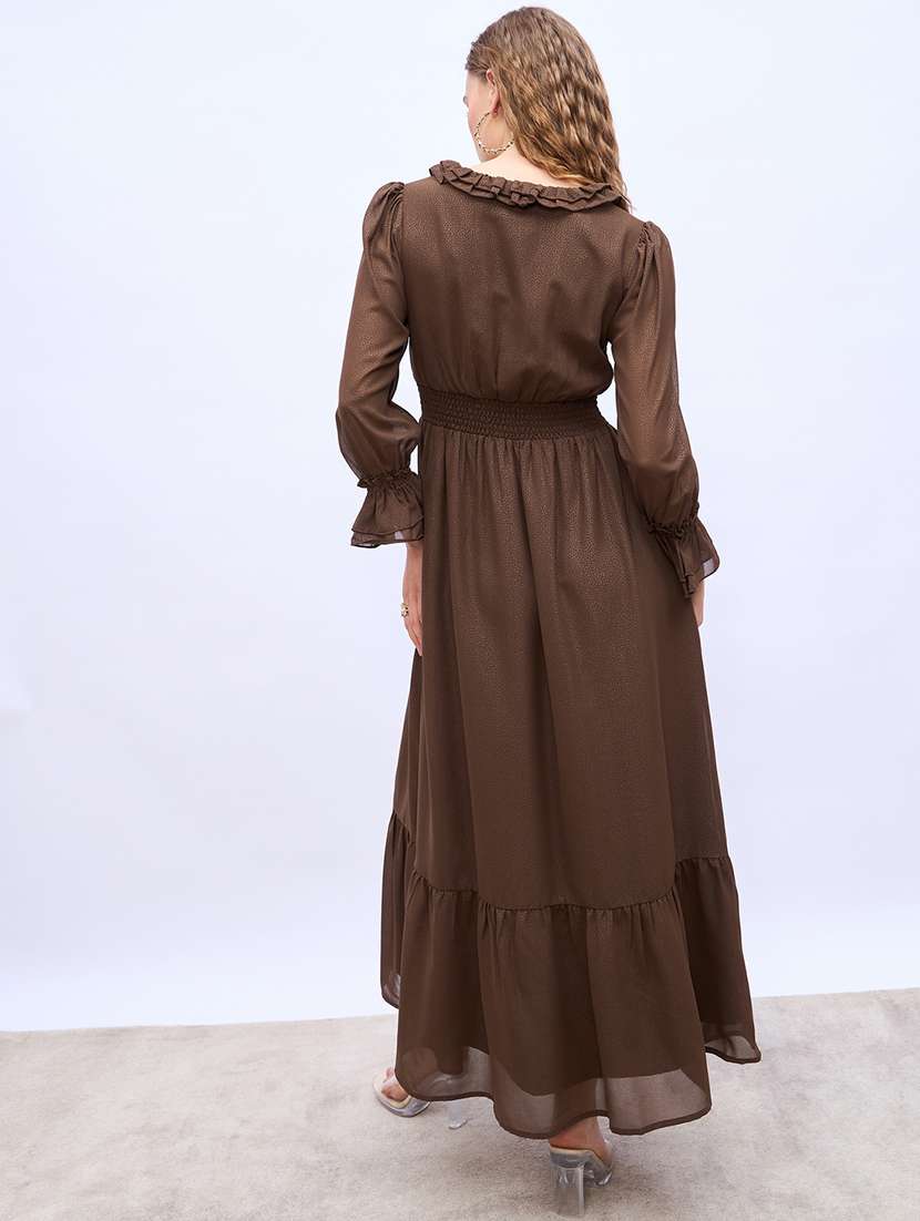 women solid  puff sleeve tiered maxi dress - 21971120 -  Standard Image - 3