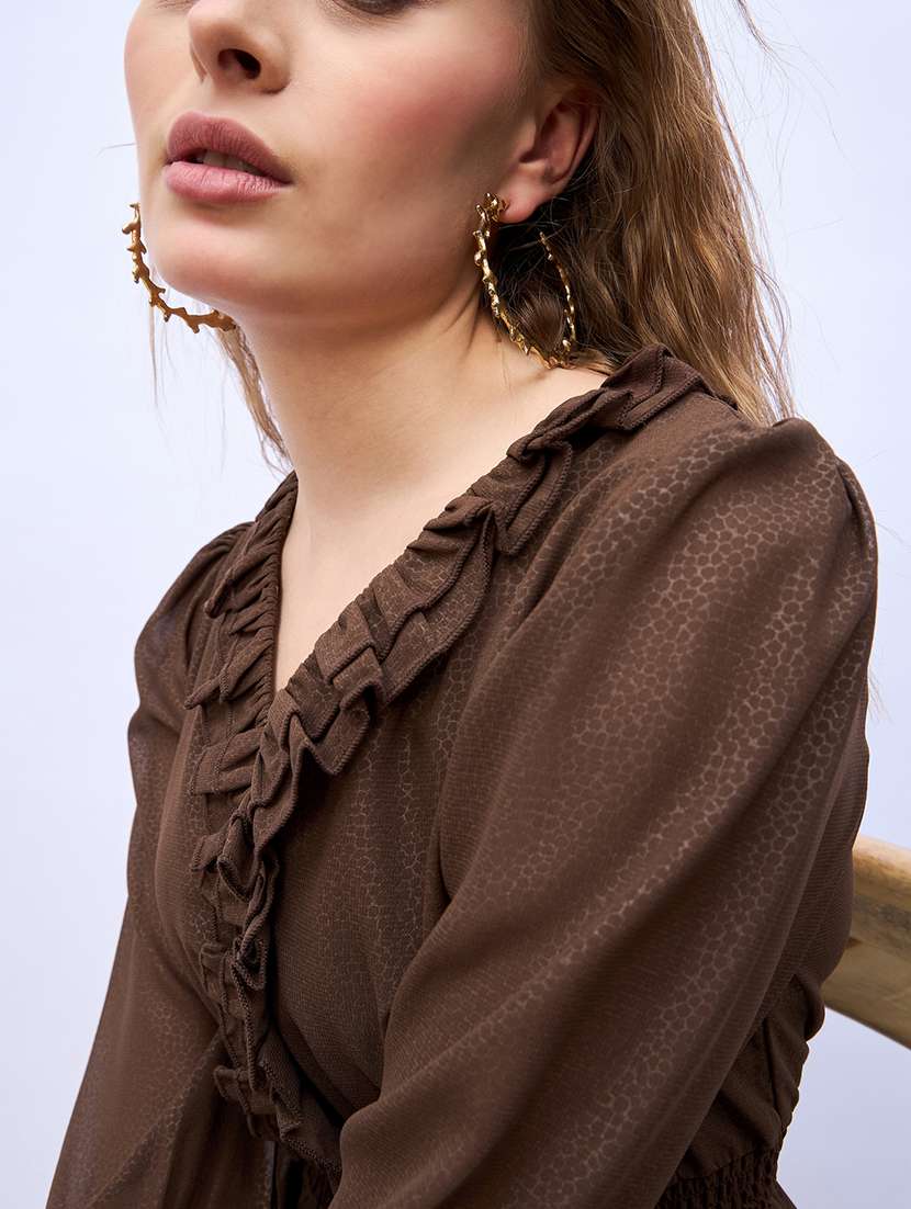 women solid  puff sleeve tiered maxi dress - 21971120 -  Standard Image - 5