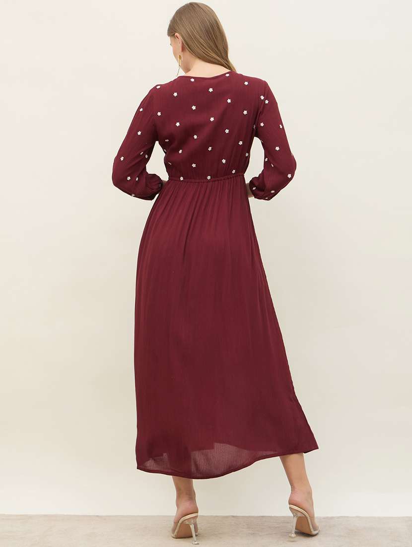 women embroidered long sleeve a-line dress - 21971129 -  Standard Image - 3