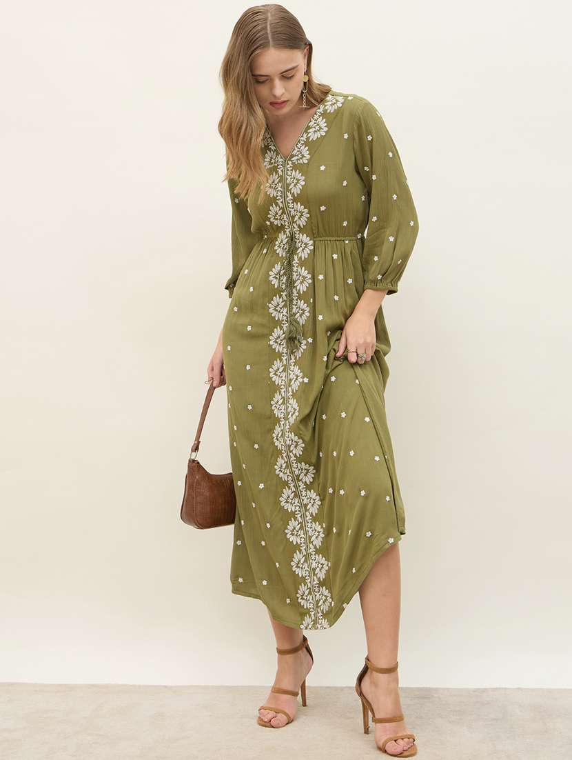 women embroidered long sleeve a-line dress - 21971130 - Zoom Image - 0