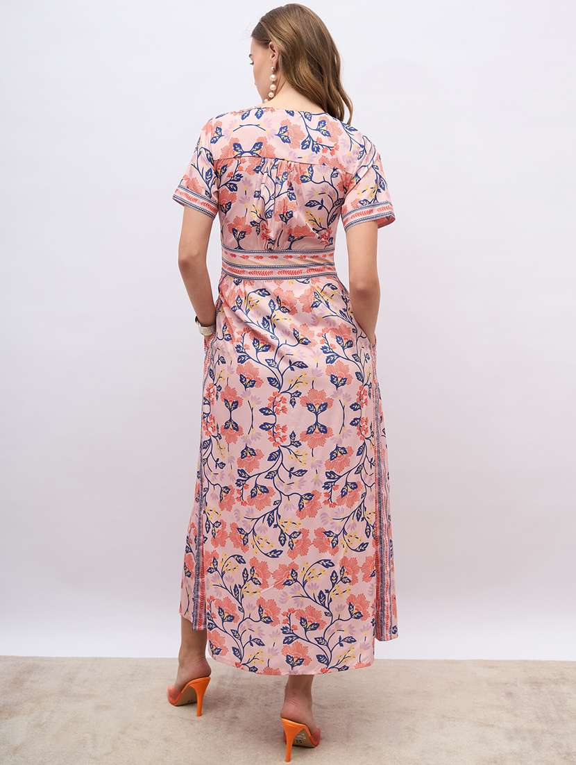 women printed short sleeve a-line dress - 21971131 -  Standard Image - 3