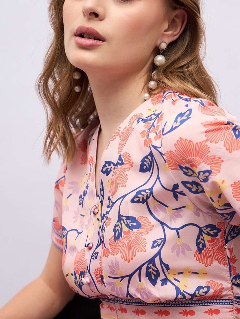 women printed short sleeve a-line dress - 21971131 -  Standard Image - 5