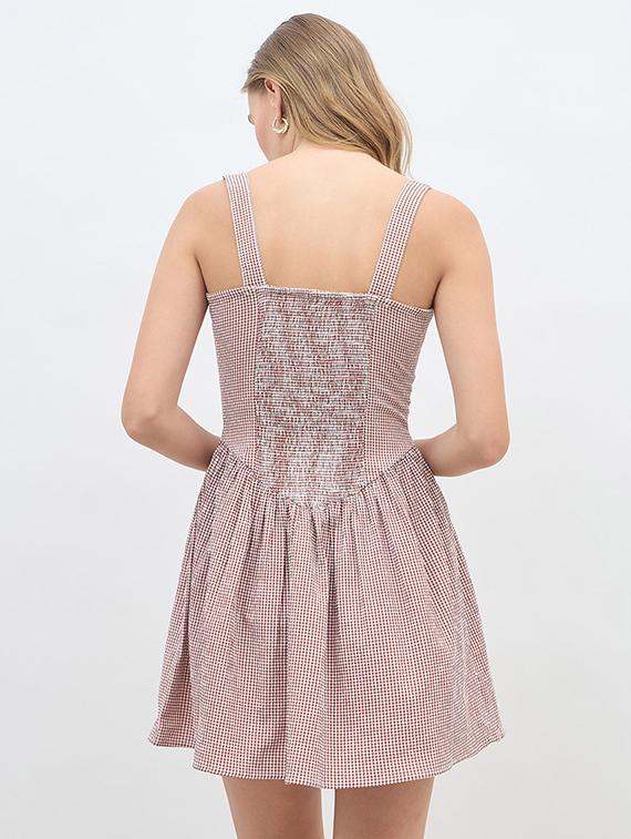 women checkered sleeveless fit & flared dress - 21971134 - Standard Image - 3