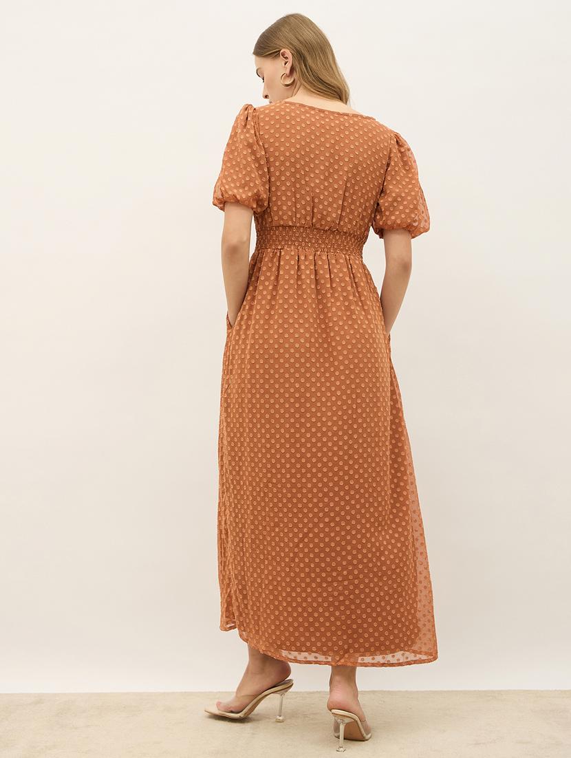 women self designed puff sleeve a-line maxi dress - 21971139 - Standard Image - 3
