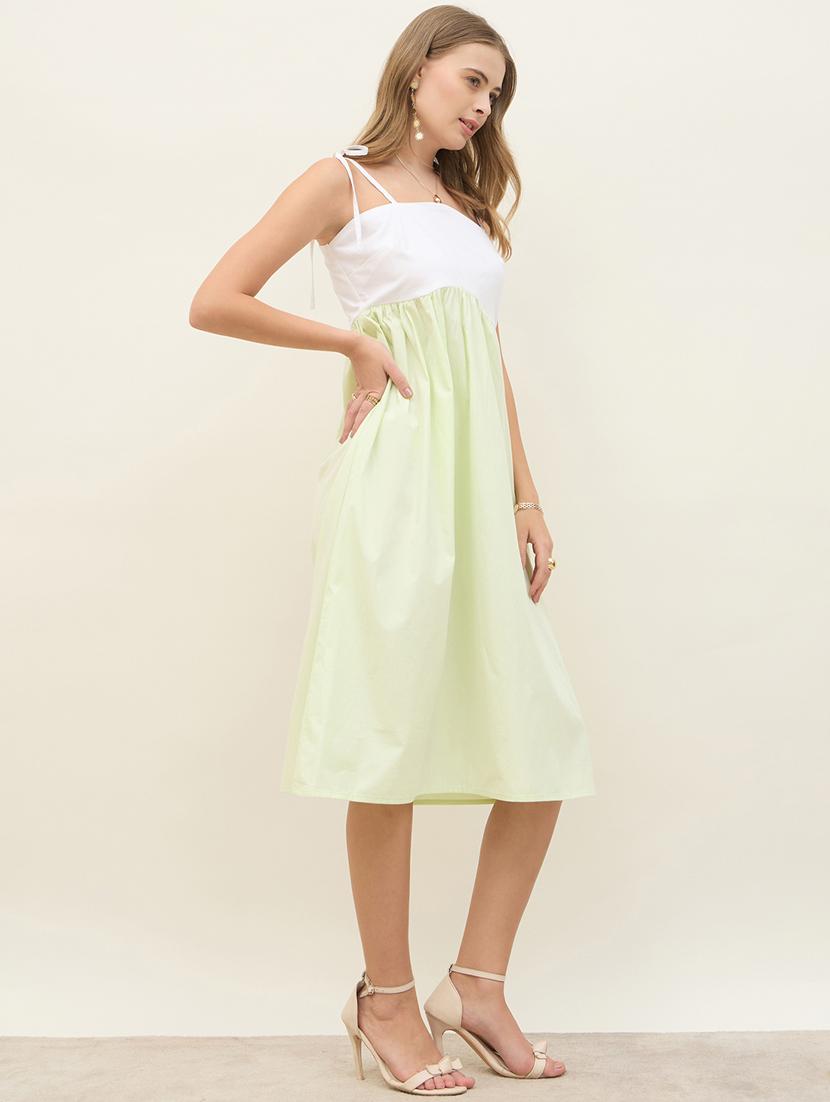 women color blocked shoulder strap a-line dress - 21971148 - Standard Image - 3