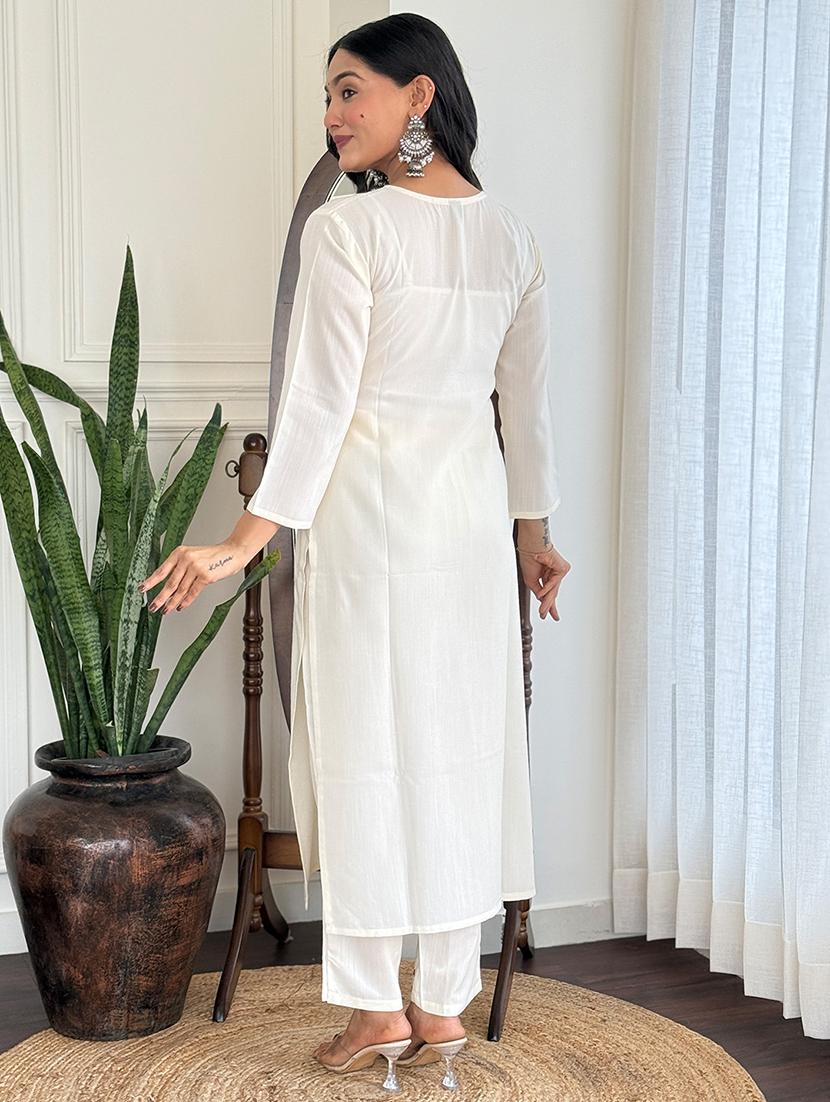 women three quarter sleeve kurta pant with dupatta set - 21971166 - Standard Image - 3