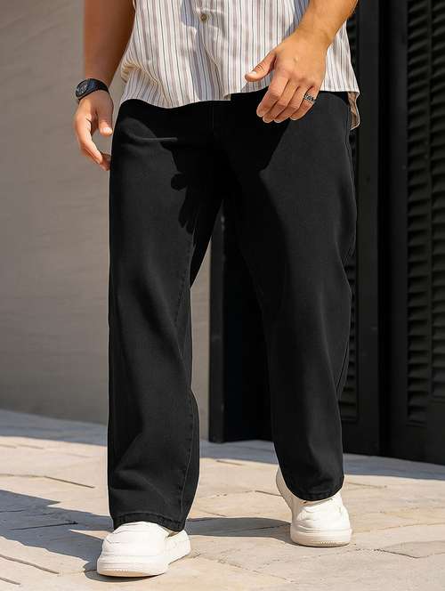 men plain mid rise full length baggy jeans - 21971228 -  Standard Image - 0