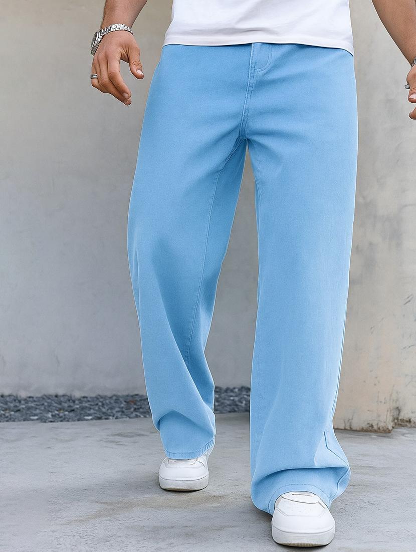 men plain mid rise full length baggy jeans - 21971232 - Zoom Image - 0