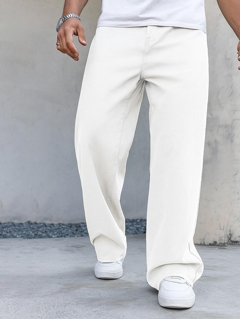 men plain mid rise full length baggy jeans - 21971234 - Zoom Image - 0