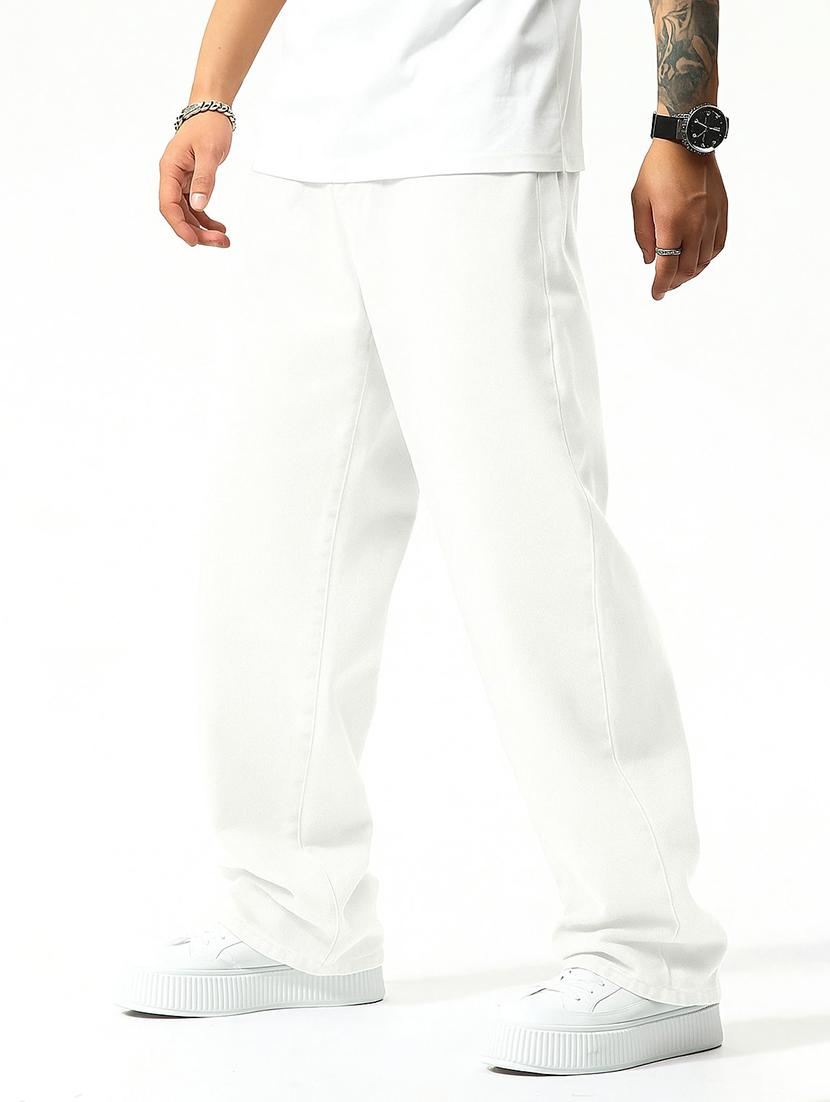 men plain mid rise full length baggy jeans - 21971239 -  Zoom Image - 0