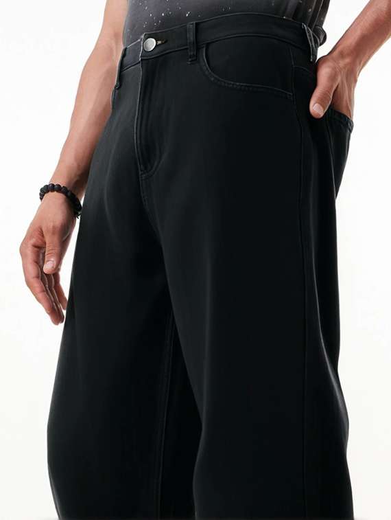 men plain mid rise full length baggy jeans - 21971243 -  Standard Image - 5