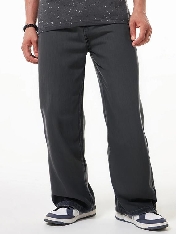 men plain mid rise full length baggy jeans - 21971246 -  Zoom Image - 0