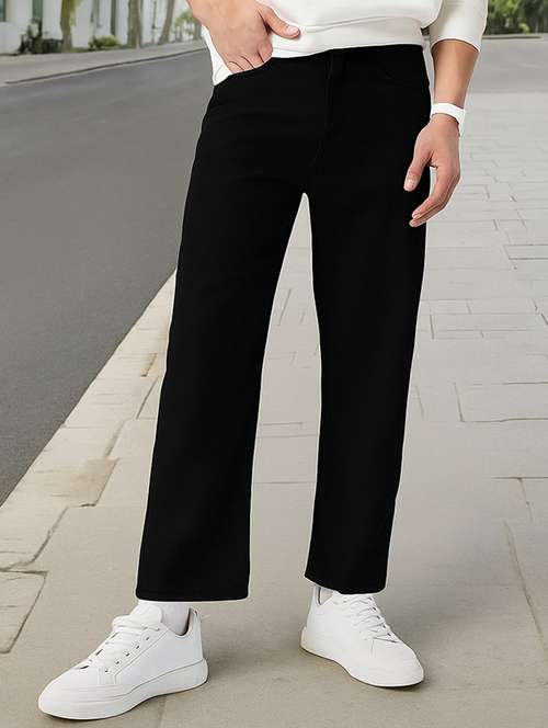 men plain mid rise full length straight fit jeans - 21971248 -  Standard Image - 0