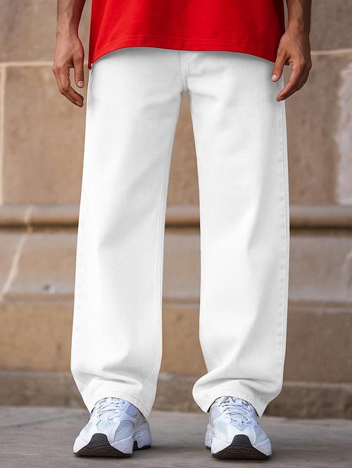 men plain mid rise full length baggy jeans - 21971254 - Standard Image - 0