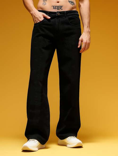 men plain mid rise full length baggy jeans - 21971258 -  Standard Image - 0