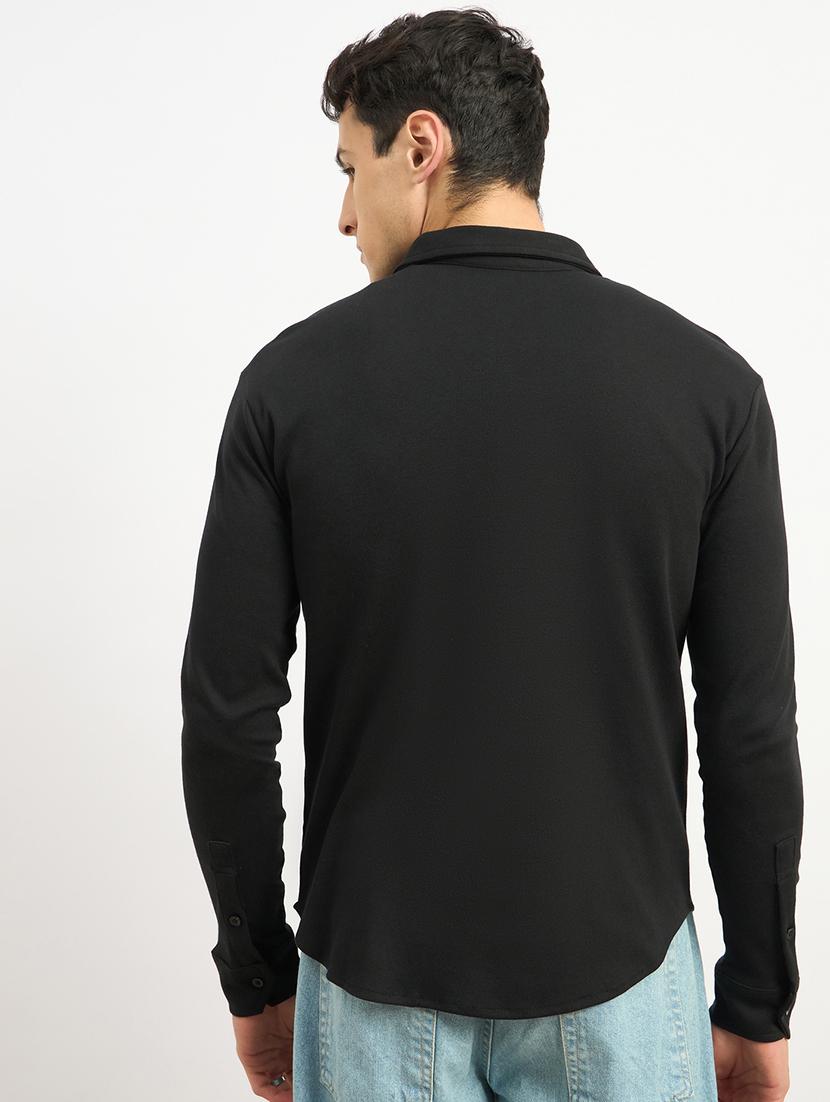 men solid collared long sleeve casual shirt - 21971276 - Standard Image - 3