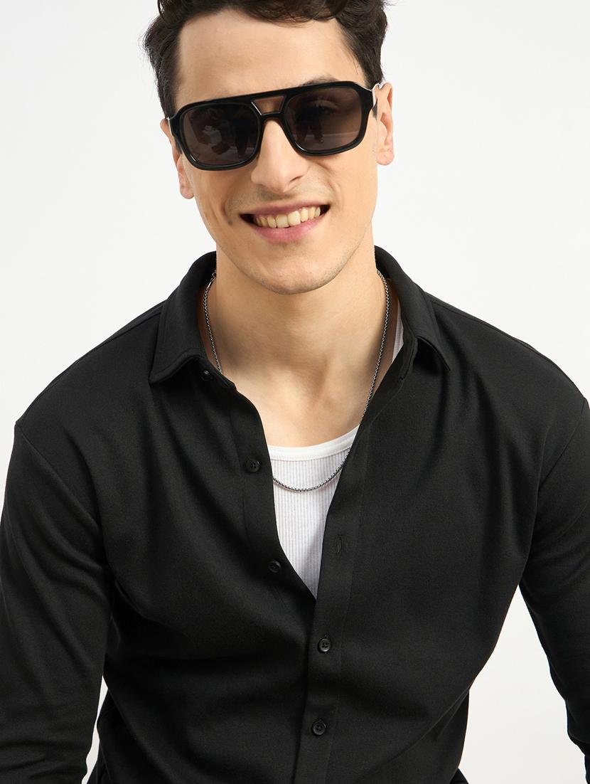 men solid collared long sleeve casual shirt - 21971276 - Standard Image - 5