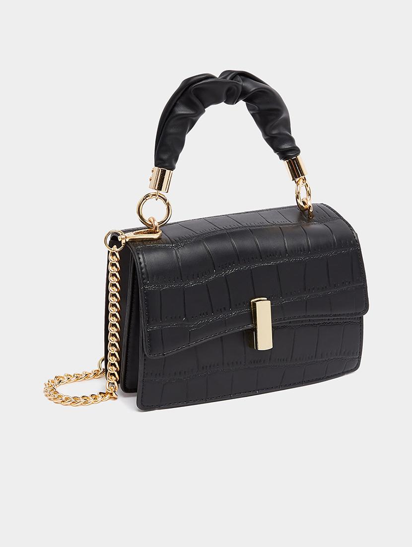 black textured pu handbag bag - 21971287 - Zoom Image - 0