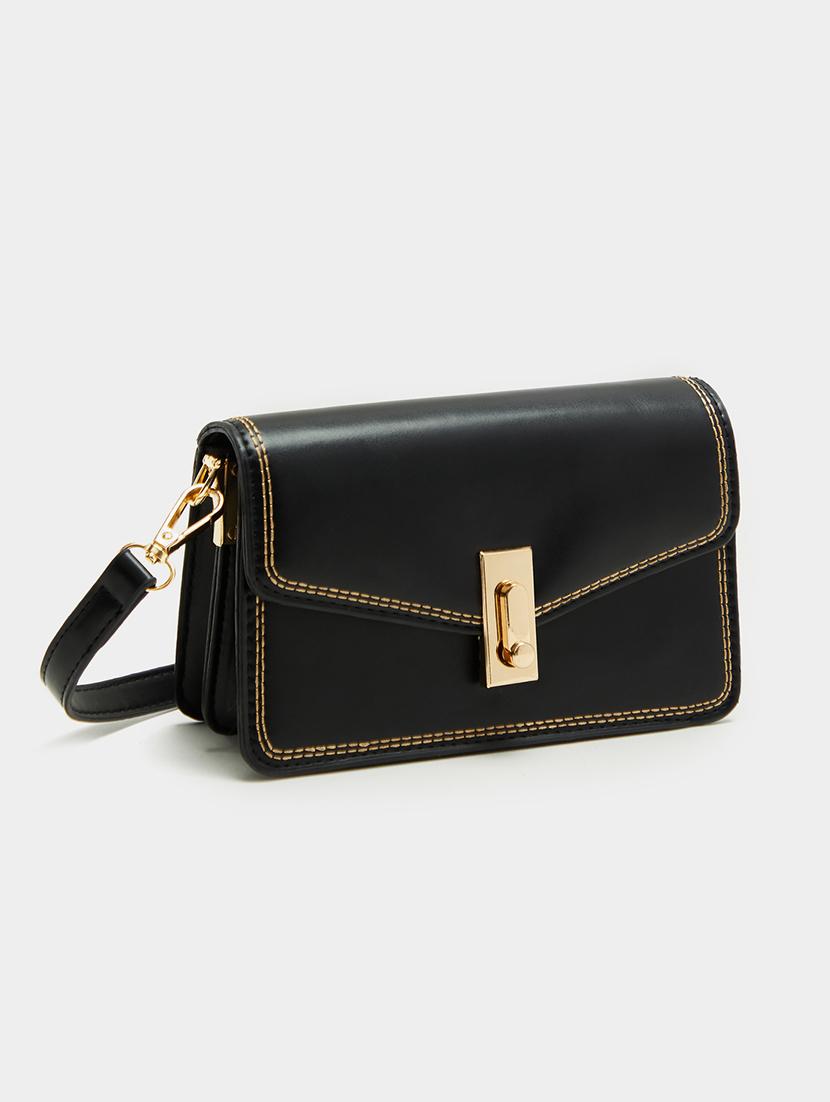 women black solid sling bag - 21971288 - Standard Image - 3