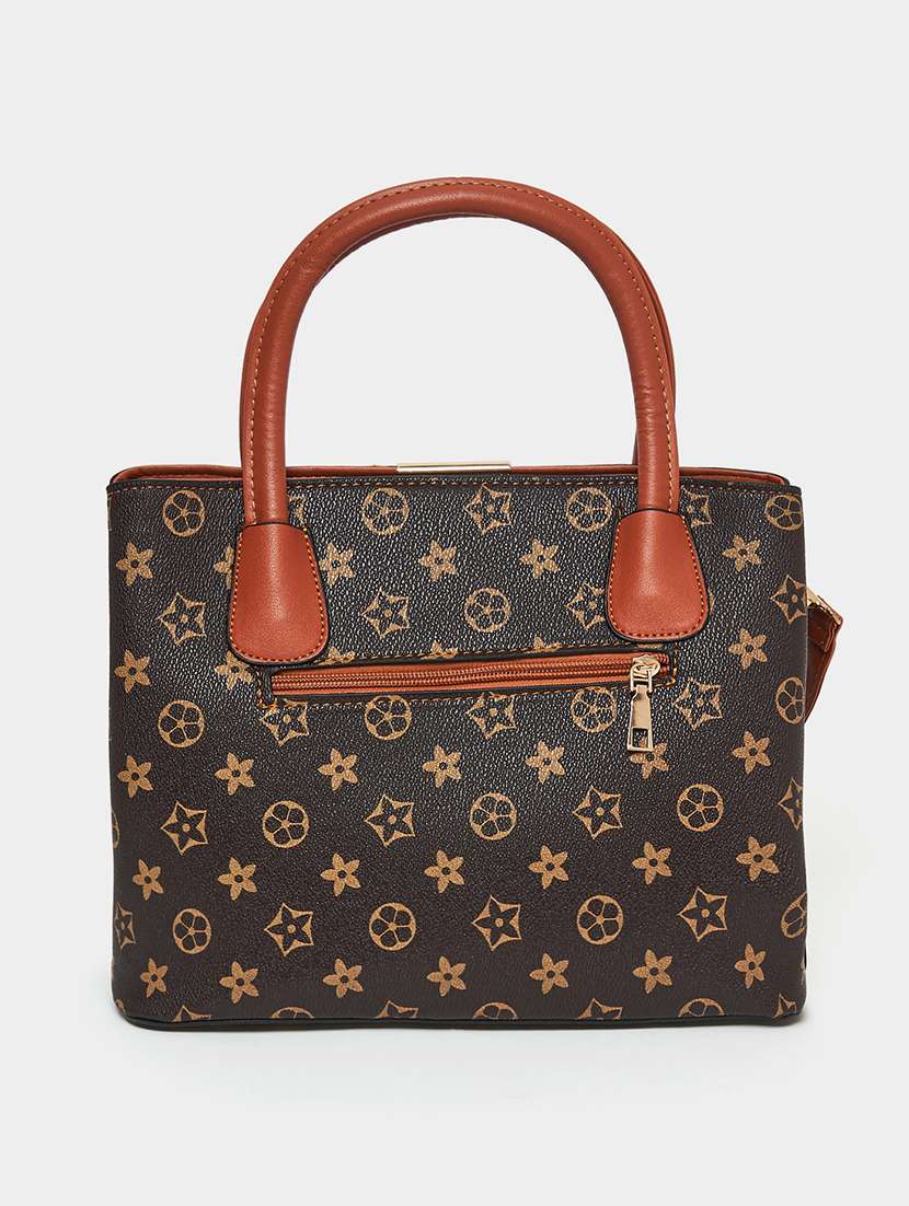 women printed tan pu leather handbag - 21971294 - Standard Image - 5