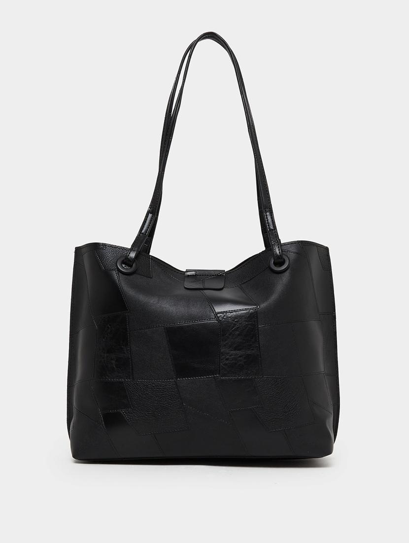 women textured black pu shoulder bag set - 21971295 - Standard Image - 8