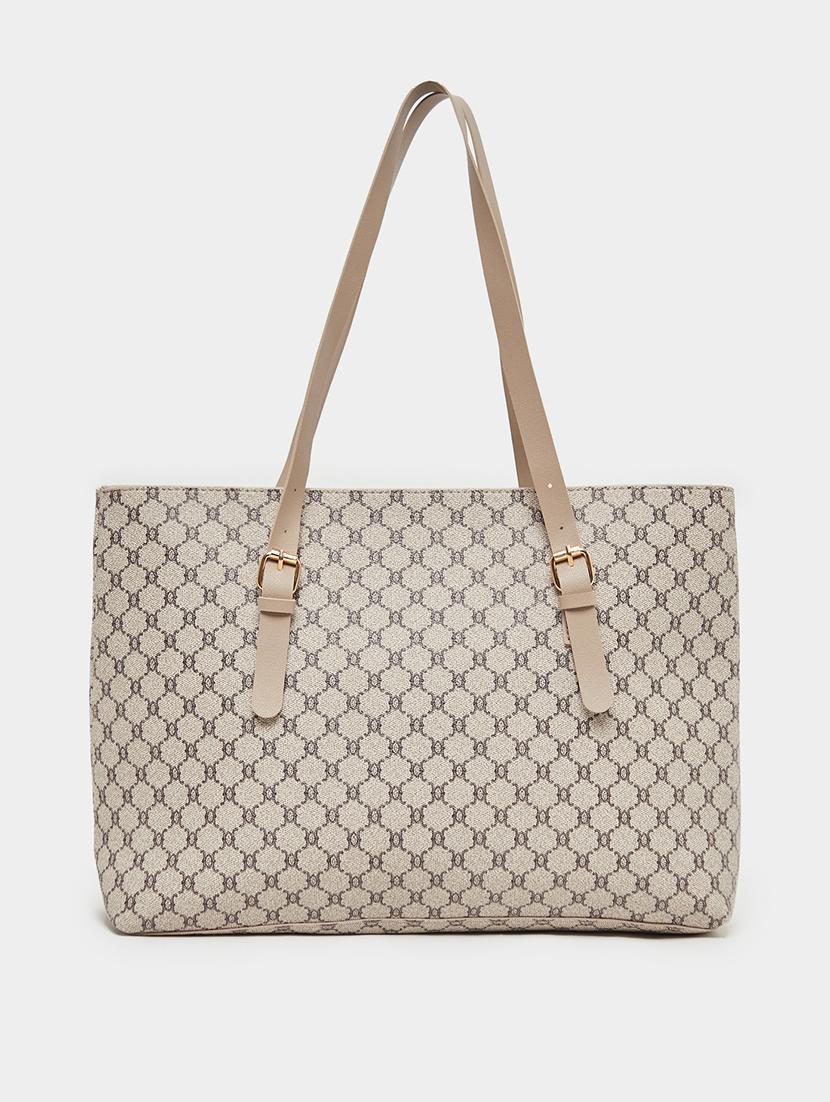 women printed beige pu shoulder bag - 21971297 - Standard Image - 8