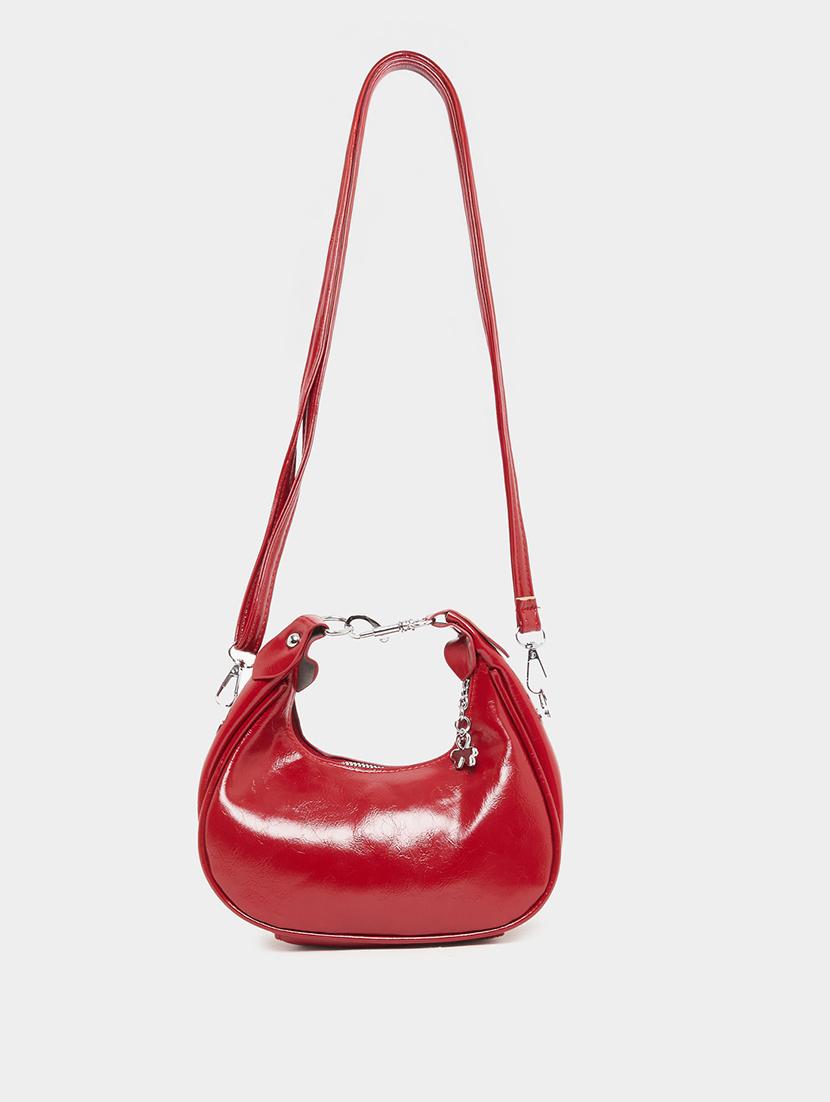 red lock detail shoulder baguette handbag - 21971299 - Zoom Image - 0