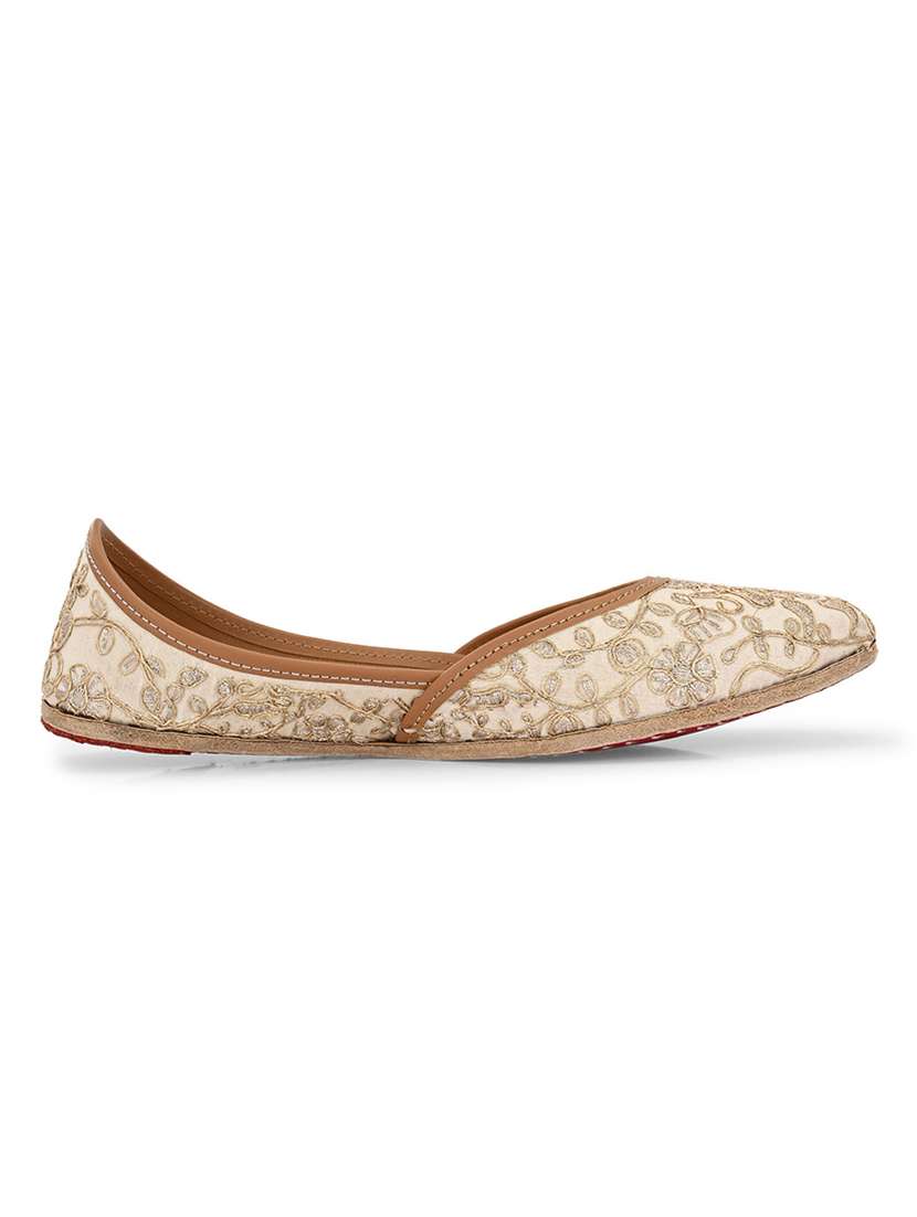 women cream embroidered slip on juti - 21971308 -  Standard Image - 3