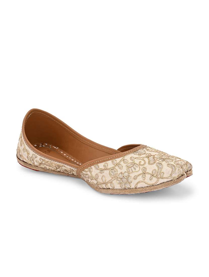 women cream embroidered slip on juti - 21971308 -  Standard Image - 5