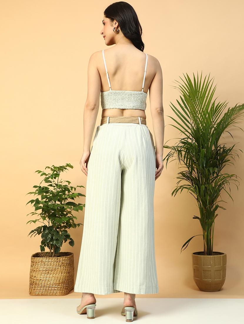green linen top and palazzos set coord - 21971313 - Standard Image - 3