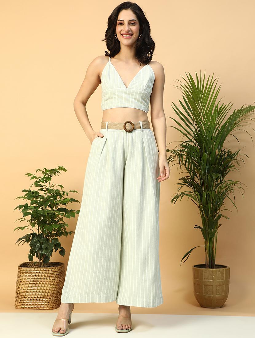 green linen top and palazzos set coord - 21971313 - Standard Image - 5
