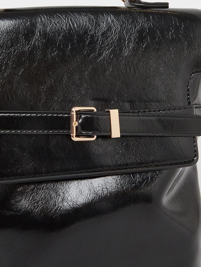 fashion black leatherette backpack - 21971323 - Standard Image - 5