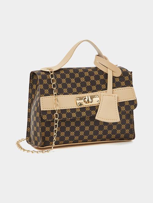 printed brown pu handbag - 21971371 -  Standard Image - 0