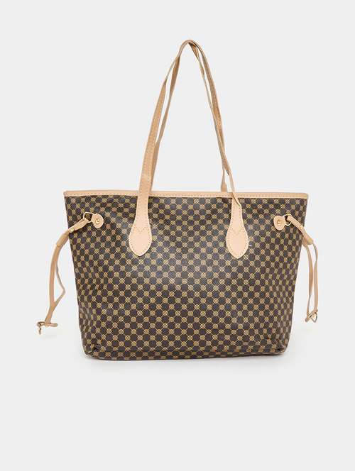 women brown printed tote bag - 21971374 - Standard Image - 0