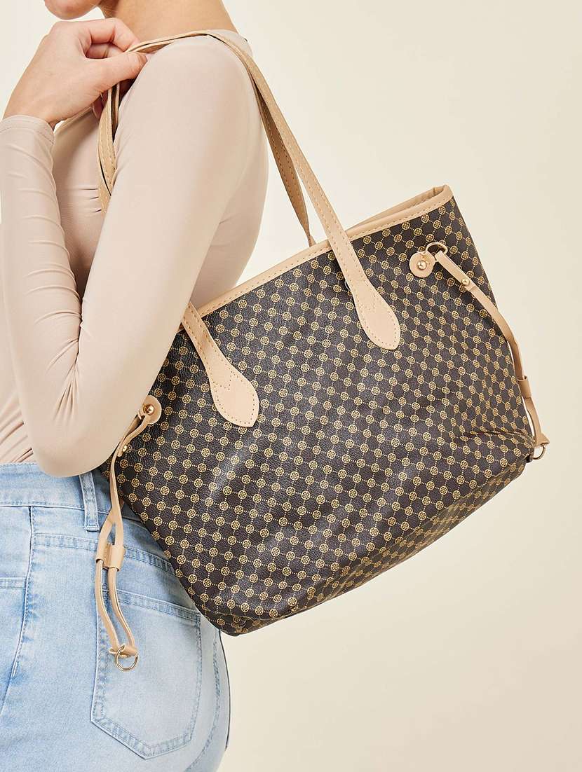 women brown printed tote bag - 21971374 - Standard Image - 3