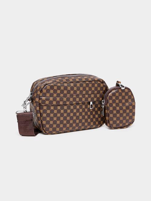 women printed cross body bag with pouch set - 21971376 - Standard Image - 0