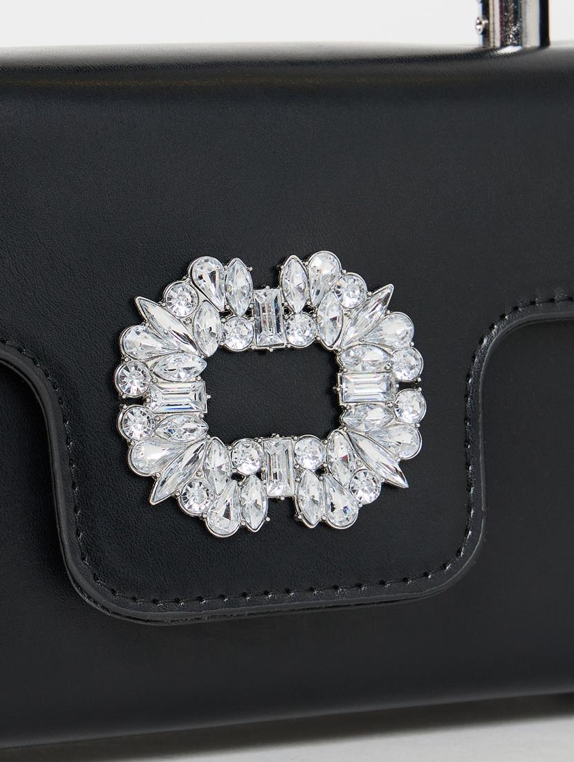 black embellished pu leather handbag party - 21971380 - Standard Image - 3