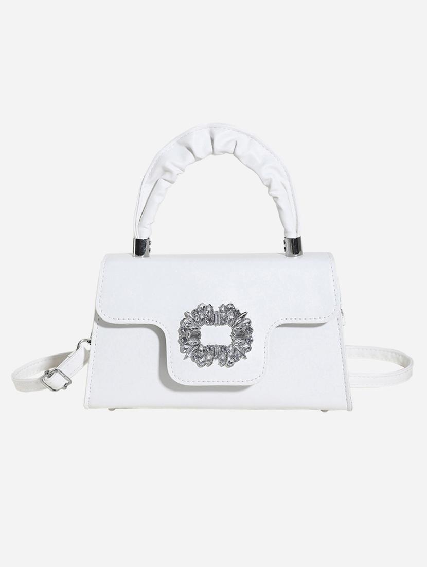 white embellished party wear pu handbag - 21971381 - Standard Image - 5