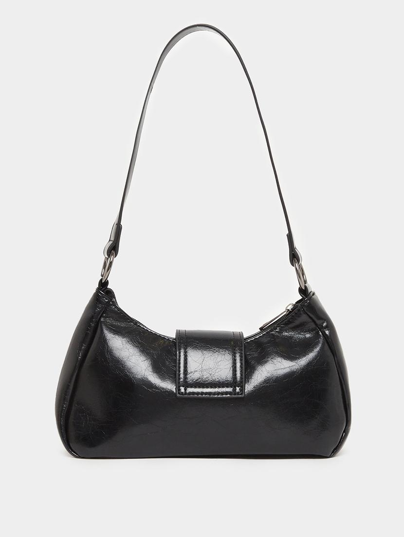 women black pu textured handbag - 21971408 - Standard Image - 5