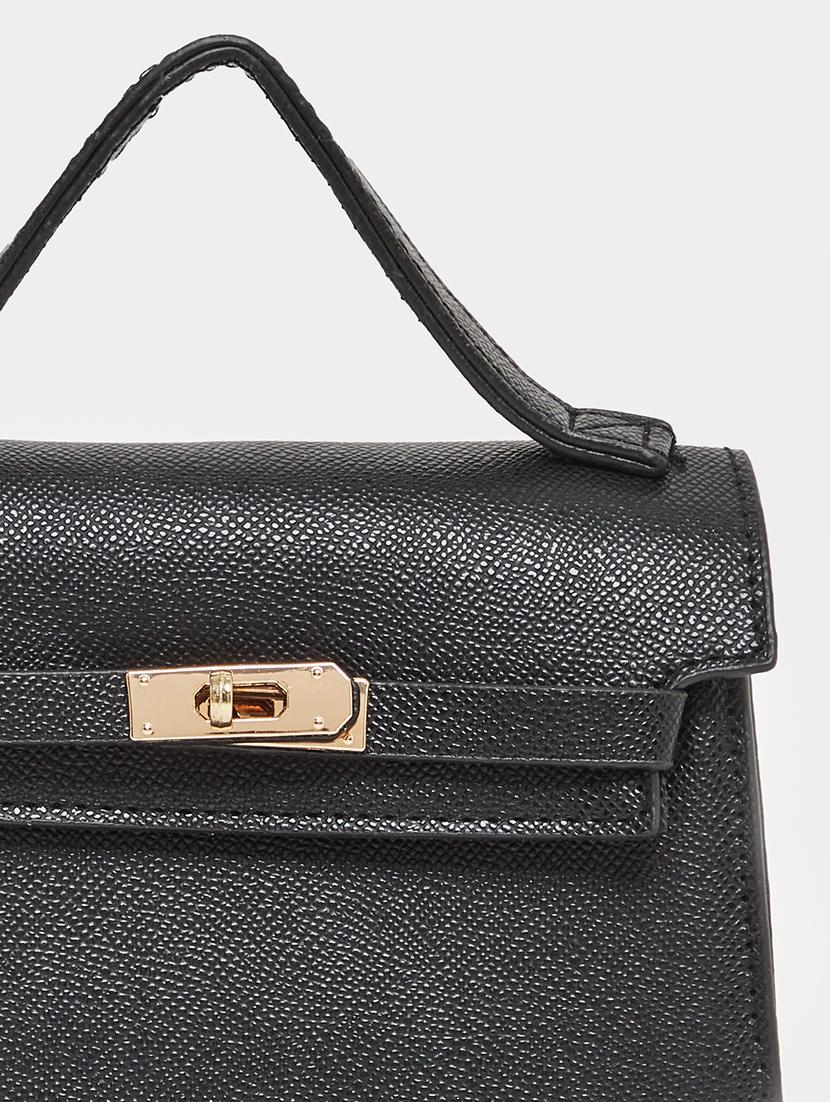 black textured pu leather handbag - 21971410 - Standard Image - 5